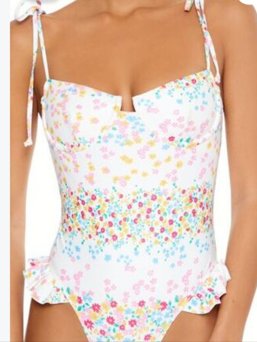 Forever 21 NWT White Floral Swimsuit One Piece Size Medium
